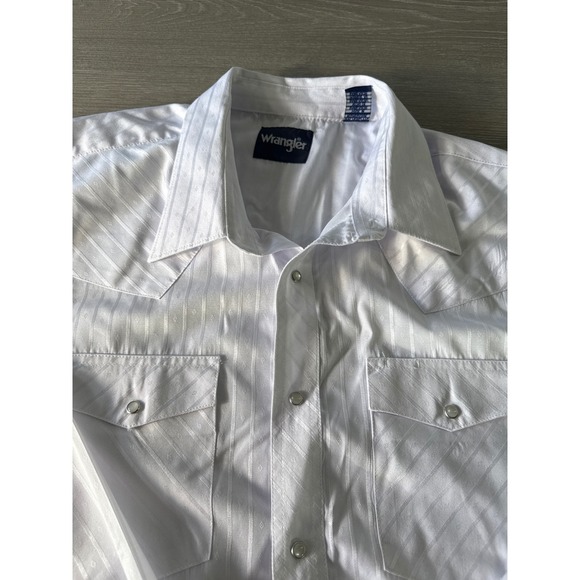 Wrangler Mens XXL White Striped Western Shirt Long Sleeve Pearl Snaps - Picture 1 of 15